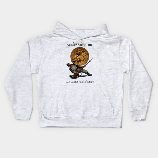 WWI Gold for French Victory Kids Hoodie by historicimage